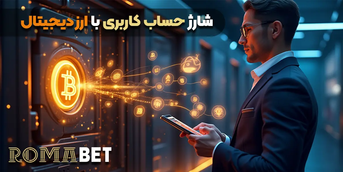 شارژ با ارز دیجیتال در سایت شرطبندی رومابت